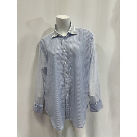 Rag & Bone 'Diana' Blue Cotton Striped Shirt Size L - Picture 2 of 5